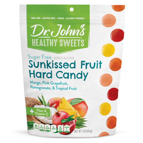 Dr. John's Healthy Sweets Sunkissed Fruit Hard Candy package on a white background