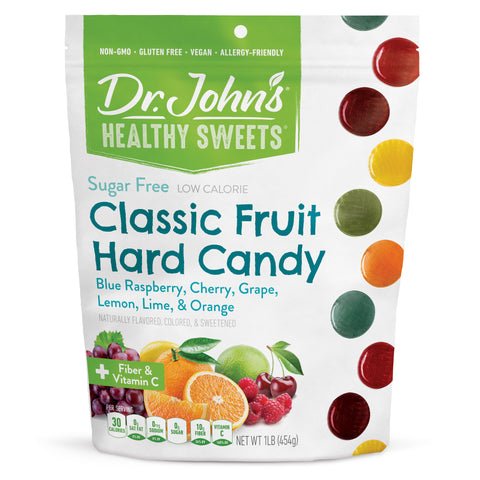 Dr. John's Healthy Sweets Classic Fruit Hard Candy package on a white background
