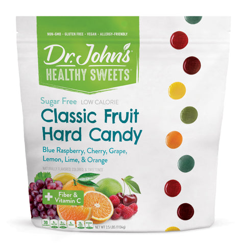 Dr. John's Healthy Sweets Classic Fruit Hard Candy package on a white background