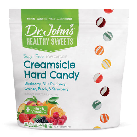 Dr. John's Healthy Sweets Creamsicle Hard Candy package on a white background