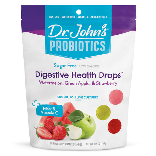 Dr. John's Probiotics Digestive Health Drops packaging on a white background