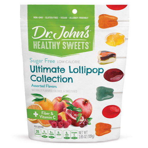 Packaging of Dr. John's Healthy Sweets Ultimate Lollipop Collection on a white background